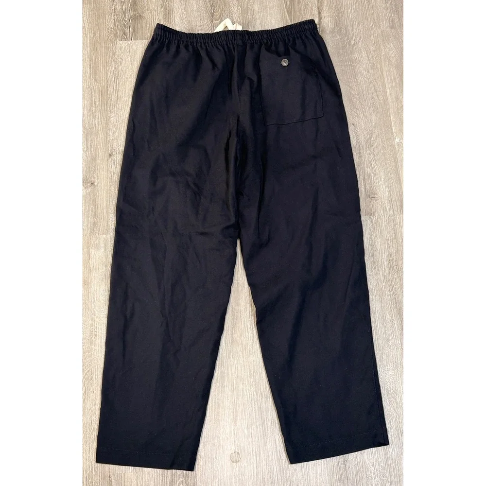 J.Crew Navy Blue Wool Blend Pull On Wide Leg Pants 6P‎ BA247 Drawstring Trousers